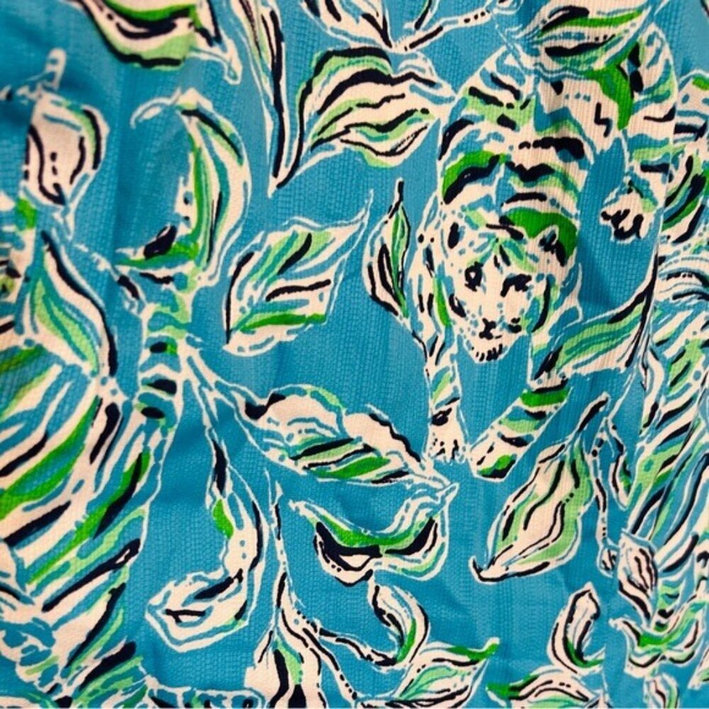 Lilly Pulitzer Turquoise Oasis Outta Line Engineered white Lace Shift dress Sz 8 - Picture 3 of 12